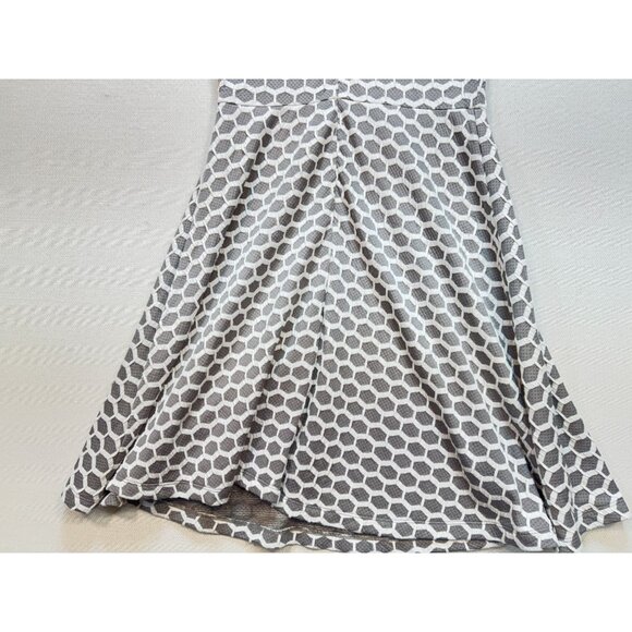 Pixley Women's Textured A-Line Midi Dress Size M Gray White Geometric Sleeveless - Picture 12 of 12